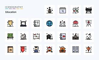 25 Education Line Filled Style icon pack vector