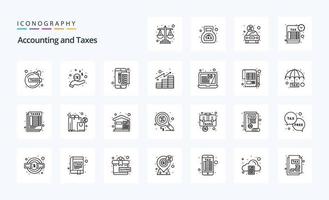 25 Taxes Line icon pack vector