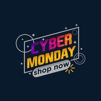 Cyber monday. Vector background for Cyber Monday Sale. Sale banner with geometric shapes and text.