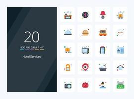 20 Hotel Services Flat Color icon for presentation vector