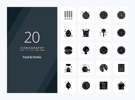 20 Food  Drinks Solid Glyph icon for presentation vector