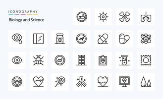 25 Biology Line icon pack vector