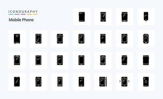 25 Mobile Phone Solid Glyph icon pack vector