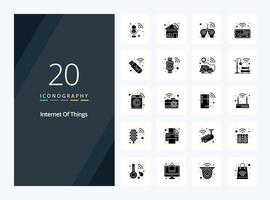 20 Internet Of Things Solid Glyph icon for presentation vector