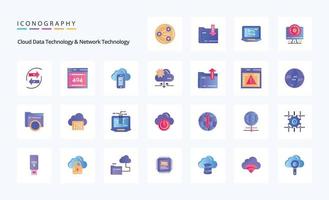 25 Cloud Data Technology And Network Technology Flat color icon pack vector