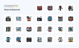 25 News Line Filled Style icon pack vector