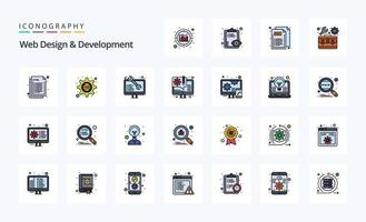 25 Web Design And Development Line Filled Style icon pack vector