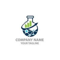Business or market Labs Stats Logo Design Template combining lab bottle and statistic up trend vector