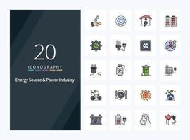 20 Energy Source And Power Industry line Filled icon for presentation vector