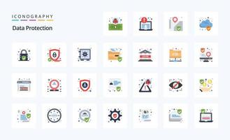 25 Data Protection Flat color icon pack vector