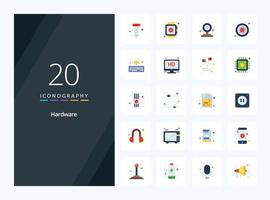 20 Hardware Flat Color icon for presentation vector