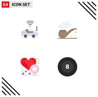 4 Flat Icon concept for Websites Mobile and Apps atou love location signal st billiard Editable Vector Design Elements