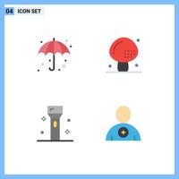 Mobile Interface Flat Icon Set of 4 Pictograms of beach devices wet food flashlight Editable Vector Design Elements