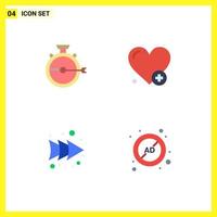 Pack of 4 Modern Flat Icons Signs and Symbols for Web Print Media such as launch forward release heartbeat ad Editable Vector Design Elements