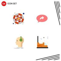 Set of 4 Modern UI Icons Symbols Signs for catalog composer color wheel chat musician Editable Vector Design Elements