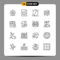 16 Creative Icons Modern Signs and Symbols of chart map grains pin khana Editable Vector Design Elements