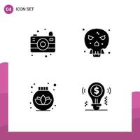 Set of Modern UI Icons Symbols Signs for camera care bones skull bulb Editable Vector Design Elements