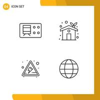 4 User Interface Line Pack of modern Signs and Symbols of railroad signs eco home greenhouse internet Editable Vector Design Elements