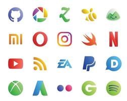 paquete de 20 íconos de redes sociales que incluye disqus sports swift earss vector