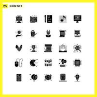 Modern Set of 25 Solid Glyphs Pictograph of sound music file nodes develop Editable Vector Design Elements