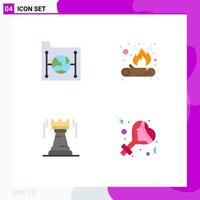 4 Creative Icons Modern Signs and Symbols of cloud tower file fire bastion Editable Vector Design Elements
