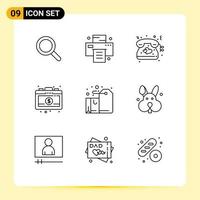 9 Thematic Vector Outlines and Editable Symbols of label box love badge business Editable Vector Design Elements