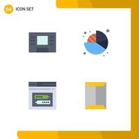 Modern Set of 4 Flat Icons and symbols such as atm website chart internet window Editable Vector Design Elements