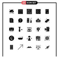 Mobile Interface Solid Glyph Set of 25 Pictograms of atm compact office case paper Editable Vector Design Elements