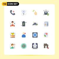 16 Thematic Vector Flat Colors and Editable Symbols of avatar locked sweets lock magnification Editable Pack of Creative Vector Design Elements