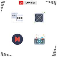 Editable Vector Line Pack of 4 Simple Flat Icons of camera next strip supply photography Editable Vector Design Elements