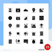 Modern Set of 25 Solid Glyphs Pictograph of stairs man hill map scene Editable Vector Design Elements