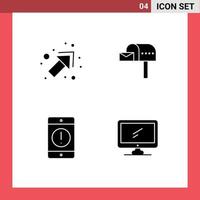 conjunto de 4 iconos de interfaz de usuario modernos símbolos signos para dispositivos de flecha buzón caja teléfono elementos de diseño vectorial editables vector