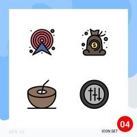 Set of 4 Modern UI Icons Symbols Signs for arrow coconut map cash options Editable Vector Design Elements