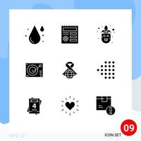 conjunto de 9 iconos de interfaz de usuario modernos signos de símbolos para elementos de diseño vectorial editables de cubierta de fonógrafo de carnaval de jugador de cuidado vector