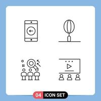 Line Pack of 4 Universal Symbols of application search left food user Editable Vector Design Elements