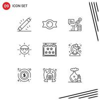 Stock Vector Icon Pack of 9 Line Signs and Symbols for power green campaign energy twitter Editable Vector Design Elements