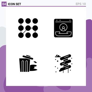 4 glifos sólidos vectoriales temáticos y símbolos editables de elementos de diseño vectorial editables de la contaminación de la comunicación de seguridad del entorno del patrón vector