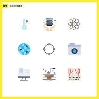 Group of 9 Modern Flat Colors Set for folder points molecule path internet Editable Vector Design Elements