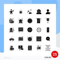 Modern Set of 25 Solid Glyphs Pictograph of devices environment connection destruction damage Editable Vector Design Elements