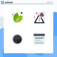 Group of 4 Modern Flat Icons Set for leaf soldier bug army header Editable Vector Design Elements