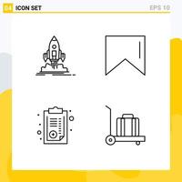 Universal Icon Symbols Group of 4 Modern Filledline Flat Colors of launch paper startup flag baggage Editable Vector Design Elements