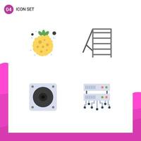 4 User Interface Flat Icon Pack of modern Signs and Symbols of berry mechanic raspberry tools shared server Editable Vector Design Elements