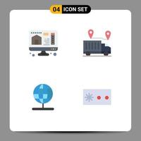 Modern Set of 4 Flat Icons and symbols such as computer navigation delivery trust world Editable Vector Design Elements