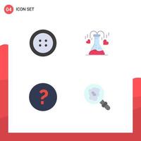 Set of 4 Vector Flat Icons on Grid for button search flask circle pollution Editable Vector Design Elements