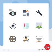 Set of 9 Modern UI Icons Symbols Signs for book stop watch house count down tools Editable Vector Design Elements