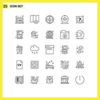 Mobile Interface Line Set of 25 Pictograms of question help internet devices cam Editable Vector Design Elements