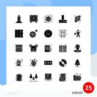 Pictogram Set of 25 Simple Solid Glyphs of streamline computer setting global fan Editable Vector Design Elements