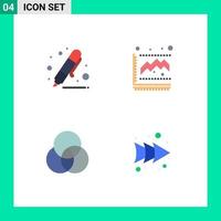 Set of 4 Modern UI Icons Symbols Signs for back to school circles highlighter graph intersection Editable Vector Design Elements