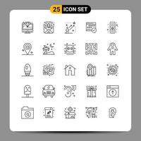 Mobile Interface Line Set of 25 Pictograms of calendar approved shapes schedule arrow Editable Vector Design Elements