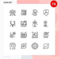 conjunto de 16 iconos modernos de la interfaz de usuario signos de símbolos para fregar las tareas domésticas aprender a espiar a mano elementos de diseño vectorial editables vector